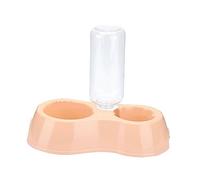 Double Pet Bowls Automatic Feeding Water and Food Bowl Set with Removable 500ml Water Bottle for Dogs Cats Plastic Double Bowl Base