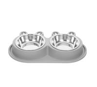 Double Pet Food Bowl with Moat Design Pp Plastic Base