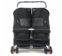 Double Pet Stroller 3-in-1 Multifunctional Dog and Cat Jogger 4 Lockable Wheels Traveling Cat and Dog Cart for Small Dogs and Cats Holds Pets Up to 20 Kg / 44 Lbs 20 Kg / 44 Lbs