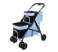 Double Pet Stroller 3-in-1 Multifunctional Dog Cat Jogger Multi-Directional Ventilation Inlet and Outlet Large Cat/Dog Stroller for Walking Holds Pets Up to 10 Kg / 22 Lbs 20 Kg / 44 Lbs (Color : Blu