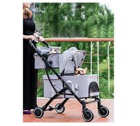 Double Pet Stroller for 2 Dogs & Cats,2 in 1 Removable Two Layers Dog Pushchairs Folding Travel Cat Stroller Shock Absorber Luxury Pram, Adjustable Canopy Zippered Mesh Window (Light Gray)