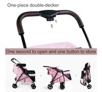 Double Pet Stroller for Dogs and Cats, One-Hand Folding Dog Stroller Travel Carriage for Small Medium Dogs Cats, 4 Wheels(Nero)
