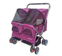 Double Pet Stroller for Small Medium Dogs Cats - Premium Foldable Doggy and Kitty Carriage - Convenient Two-Animal Cart for Easy Travel and Outdoor Adventures
