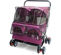 Double Pet Stroller for Small & Medium Dogs/Cats - Senior-Friendly Two-Seater with Sleeping Nest - Rose Red Dog Stroller with Rain Cover for Ultimate Comfort