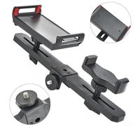 Double Phone Holder Clamp 1/4in Screw Mount Live Stream | Secure dual clips, holds two devices side-by-side, ideal for live streaming comparisons or lyrics (Phone+Tablet Holder)