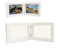 Double Photo Frames 6x4 Landscape Photo Frame White Picture Frame for Multiple Photos Hinged Wooden Frame with Acrylic Front Freestanding & Folding Photo Frame for Tabletop Display