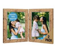 Double Photo Picture Frame 6 x 4, Ash, Holds 2 Photographs, Twin Hinged 6x4 10 x 15 cm Brown Frames 6x4 Photo Frames, 4x6 Photo Collage Gallery Display