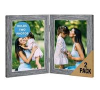 Double Photo Picture Frame 6 x 4, Dark Grey, Holds 2 Photographs, Twin Hinged 6x4 10 x 15 cm Grey Frames 6x4 Photo Frames, 4x6 Photo Collage Gallery Display