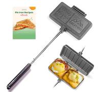 Double Pie Iron Sandwich Maker for Camping, Cast Iron Campfire Pie Cooker