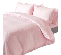 HOMESCAPES Pink Pure Egyptian Cotton Duvet Cover Set Double 330 TC 500 Thread Count Equivalent Satin Stripe Quilt Cover 2 Pillowcases Included Bedding Set