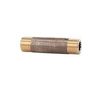 Double pipe nipple, G 1/2, length 150 mm, working pressure max. 10 bar, medium temperature/ambient temperature max. 90 °C, plain brass
