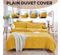 (Double Plain Duvet Cover) Plain Dyed Duvet Quilt Cover Yellow Bedding Sets
