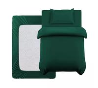 (Double Plain Duvet Cover Set 4PCS ) Luxury Green Bedding Set Duvet Cover Fitted Sheet