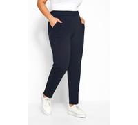 Double Pleat Jersey Stretch Joggers Yours Blue 34-36