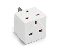 Double Plug Adaptor UK 13A, 2 Way 3 Pin Socket Cube Extension Splitter 250V, Compact Mains Wall Adaptor Block for Home, Kitchen and Office (Pack of 1)