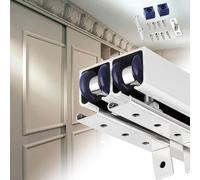Double Pocket Door Track 24 28 36 48 Inch, Closet Sliding Door Tracks with Wheels, Barn Door Hardware Kit Aluminum Track, Sliding Door Rail/Sier/1.9M/6.2Ft