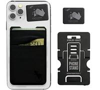 Double Pocket Gecko Phone Wallet - Adhesive Card Holder - Cell Phone Pouch - Stick on Spandex Pocket by Gecko - Carry Credit Cards and Cash (Black-Black)