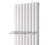 Double Pole Radiator Drying Rack With 6 Hooks Stainless Steel Clothes Towel Rail Hanger Space Saving Storage Holder For Bathroom Laundry Room No Drilling Required (50cm)