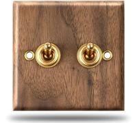 Double-Pole Toggle switches, Switch,Lever Toggle, 86 Type 1-4 Gang 2 Way Wall Light Retro Panel Black Walnut Solid