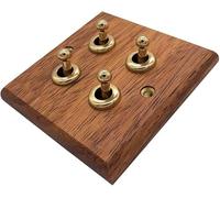 Double-Pole Toggle switches, Switch,Lever Toggle, Brass Concealed Retro 86 Type Handmade Solid Wood Panel Light