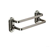 Double Pole Towel Rack With Large Suction Cup Base For Bathroom Wall Use Stable Storage For Multiple Towels Carbon Steel And ABS Reusable Detachable Matte Gray Modern Design For Space Saving(30cm)