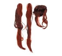 Double Ponytail Cosplay Wig Long Wavy Synthetic Hair Wig for Halloween Parties Cosplay Activities Adjustable Size Stylish Elegant Wig for Young Girls Female Students