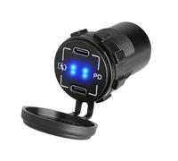 Double Port USB C Car Charging 30W Rapid Charging Water Resistant Cigarettes Outlet Socket For 12V 24V Systems USB C Car Charger With Short Circuits Protections