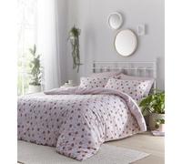 Portfolio Strawberry Fields Floral Check Duvet Cover and Pillowcase Set Pastel Pink Red (Double)