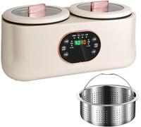Double Pot Cooker 900W, 1.8L Smart Touch Screen Automatic Slow Cooker, 8 Hours Heat Preservation, Six Functions, Dual Pots and Ctrl, Ideal for Kitchens and Restaurants
