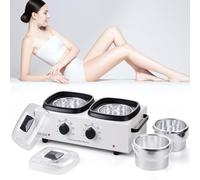 Double Pot Wax Warmer, 1000 ml Portable Heater with Adjustable Temperature Control, Wax Melt Machine for Hair Removal