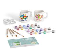 Double Pottery Painting Kit - Paintables Mug Kit Ceramic Christmas Mug Set Personalised Gift for Adults Child Ceramic Art and Crafts Kit Includes Paints, Brushes and Painting Inspiration Guide