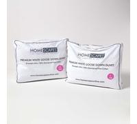 HOMESCAPES 3 in 1 All Seasons Double Duvet 13.5 Tog (4.5 + 9), Luxury White Goose Feather & Down Quilt, Anti Allergy 100% Cotton Cover Down-Proof Winter Duvets, Washable RDS &OEKO-TEX Certified