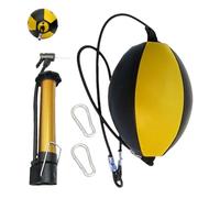 Double PU Leather Punching Ball - Boxing Reflex Bag with Headband, Needle and Carabiners | Speed Training Ball for Hand Eye Coordination, MMA Practice, Precision Punching