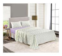 (Double, Purple) 100% Brushed Cotton Rosebud Flannelette Sheet Set -Fitted + Flat Sheet + Pillowcase(s)