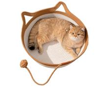 Double-purpose Delight: This hand-woven Desk Nest Cat Bed merges entertainment and rest, catering to your cat's urge to scratch while ensuring a serene slumber place.