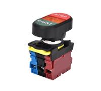Double Push 22mm Two Position Reset Button Switch With LED 12V 24V 220V AC ON OFF Start Stop 1NO 1NC LA36M Compatible With Automotive Motorcycle Parts(Start-STOP)