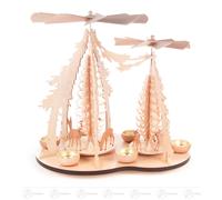 Double Pyramid with Deer for Tea Lights 37cm x 35.5cm x 26cm New Erzgebirge