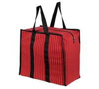 Double R Bags Extra Large Multipurpose Heavy Duty Canvas Storage Organizer Shopper Bag with Strong Handles, Zip Cover & 1 Compartment (43x26.6x45.7 cm, Red, Pack of 1)