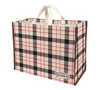 DOUBLE R BAGS Heavy Duty Cotton Canvas Grocery Shopping Bag | Eco-Friendly Cloth Tote for Vegetables, Milk, Fruits & Lunch | 33x44.4x20.3cm | 1 Compartment | Pack of 1 Check Print