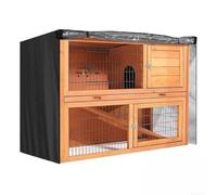Double Rabbit Hutch Cover with Ventilation Holes and Viewing Window, Waterproof Outdoor Pet House Protector for Rabbits Guinea Pigs Hamsters, 48x20x41 Inch, Black(122 * 50 * 105cn)