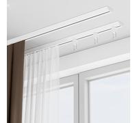 Double Rail Ceiling Curtain Track - Silent Design for Hotels, Bedrooms & Shower Room Dividers - Premium Aluminum Window Treatment, Adjustable & Durable Solution