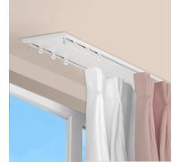 Double Rail Ceiling Mount Sliding Curtain Track System 4.5m/14.8ft WallMounted White Ideal for Curtains and Drapes Adjustable Lengths from 1m to 6m
