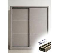 Double Rails Cabinet Closet Door Hardware, Ceiling/Wall Mount Home Kitchen Bypass Sliding Panel with Rollers Kit, 20 30 42 60 72 84 inch(Champagne,1.4m/55in/4.6ft)