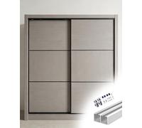 Double Rails Cabinet Closet Door Hardware, Ceiling/Wall Mount Home Kitchen Bypass Sliding Panel with Rollers Kit, 20 30 42 60 72 84 inch(Silver,4.3m/169in/14.1ft)