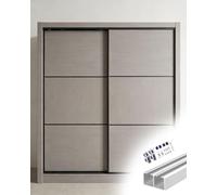 Double Rails Cabinet Closet Door Hardware, Ceiling/Wall Mount Home Kitchen Bypass Sliding Panel with Rollers Kit, 20 30 42 60 72 84 inch(Silver,2.4m/94in/7.9ft)