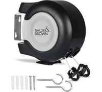 Double Retractable Clothes Line 30M Wall Mounted Washing Line Indoor Outdoor Space Saving Laundry Dryer Black