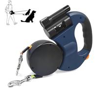 Double Retractable Leash for Two Dogs, 360° Anti-Tangle Swivel Strap and 3M Retractable Strap with Comfortable Ergonomic Handle for Small and Medium-Sized Pets on The go (Blue)
