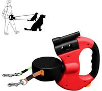 Double Retractable Leash for Two Dogs, 360° Anti-Tangle Swivel Strap and 3M Retractable Strap with Comfortable Ergonomic Handle for Small and Medium-Sized Pets on The go (Red)