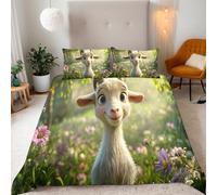 Double Reversible Duvet Cover Set Sheep Cute 3D Printed Animal White Bedding Set Soft Microfiber Quilt Cover Set 3 PCs Comforter Cover with Zipper Closure and 2 Pillowcases 50x75 cm B-17