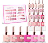 Double Rhythm 0.5 oz Gel Nail Polish Set, Same Color, Same Bottle, Gel Nail Polish Kit For Home Manicure For Women (Neutral Skin Collection, Pink And Nude-T24-12)